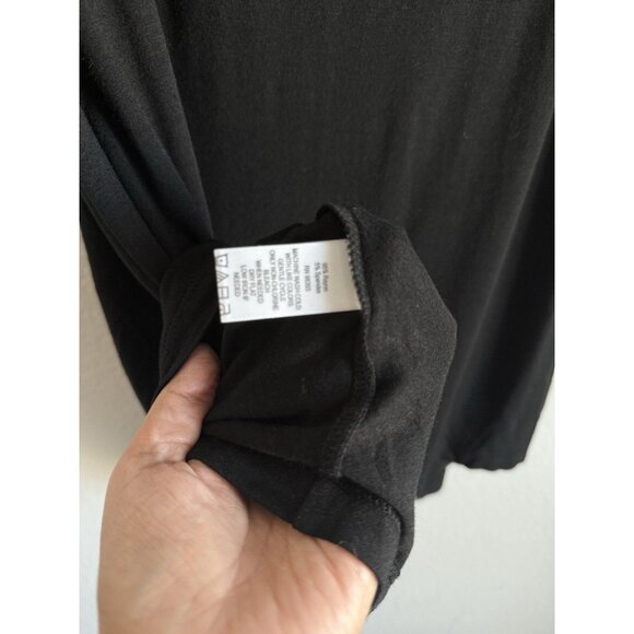 Dennis By Dennis Basso Black Scoop Neck Short Sleeve Button Dress Womens Size 2X - Picture 8 of 8